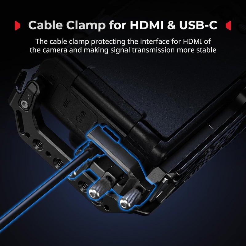 SMALLRIG ZR Camera Cage Kit for Nikon ZR, Full Cage with Silicone Grip, Top Handle for ARRI, Cable Clamp for HDMI, Built-in Cold Shoe and Quick-Release Plate for Arca - 5647 - Image 5